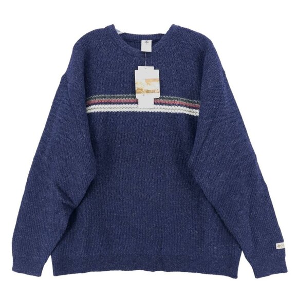 NEW COLUMBIA Vintage 100% Shetland Wool Sweater Navy Blue Size XL - Picture 1 of 8